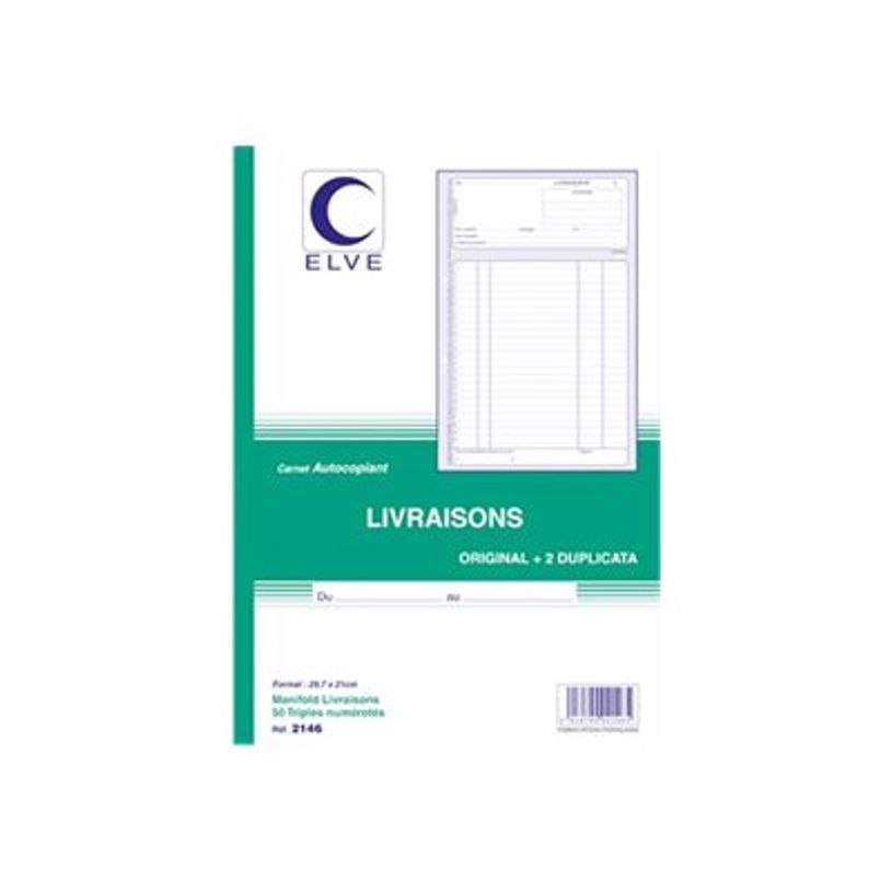 3416790021465-ELVE - Manifold bon de livraison - 297 x 210 mm - 50 feuilles - A4 - autocopiant - numéro-P_405199725_1-0
