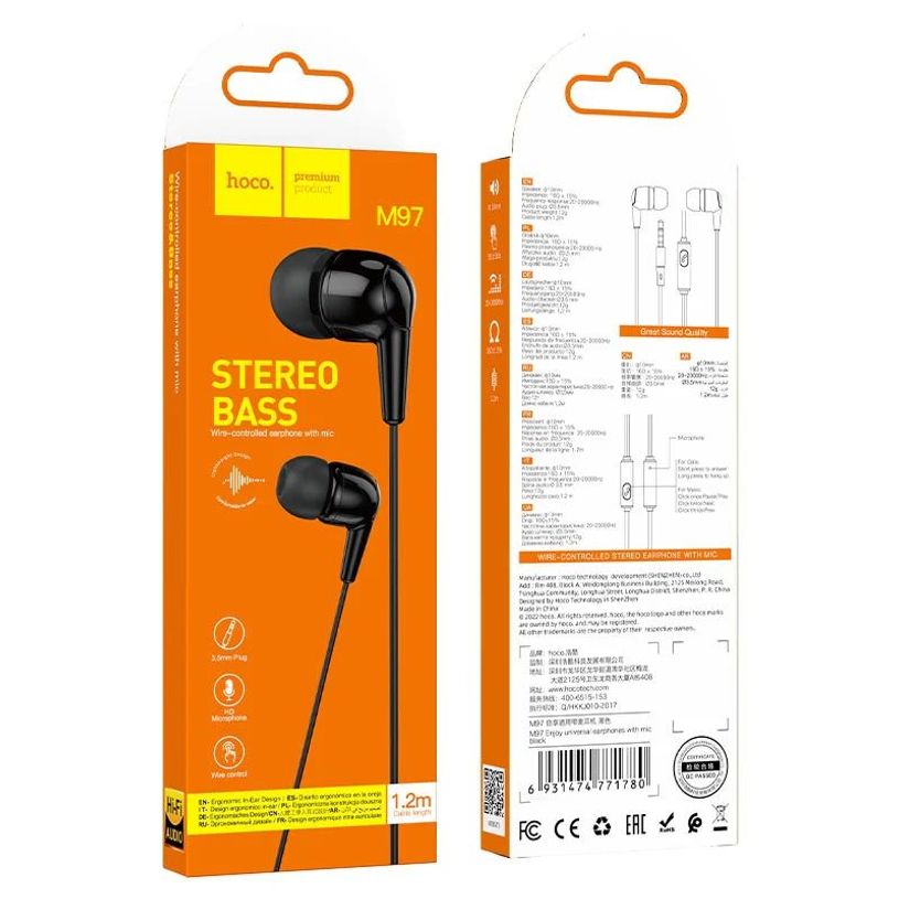 6931474771780-Hoco M97 - Ecouteur filaire - intra-auriculaire - noir-P_405216786_4-3