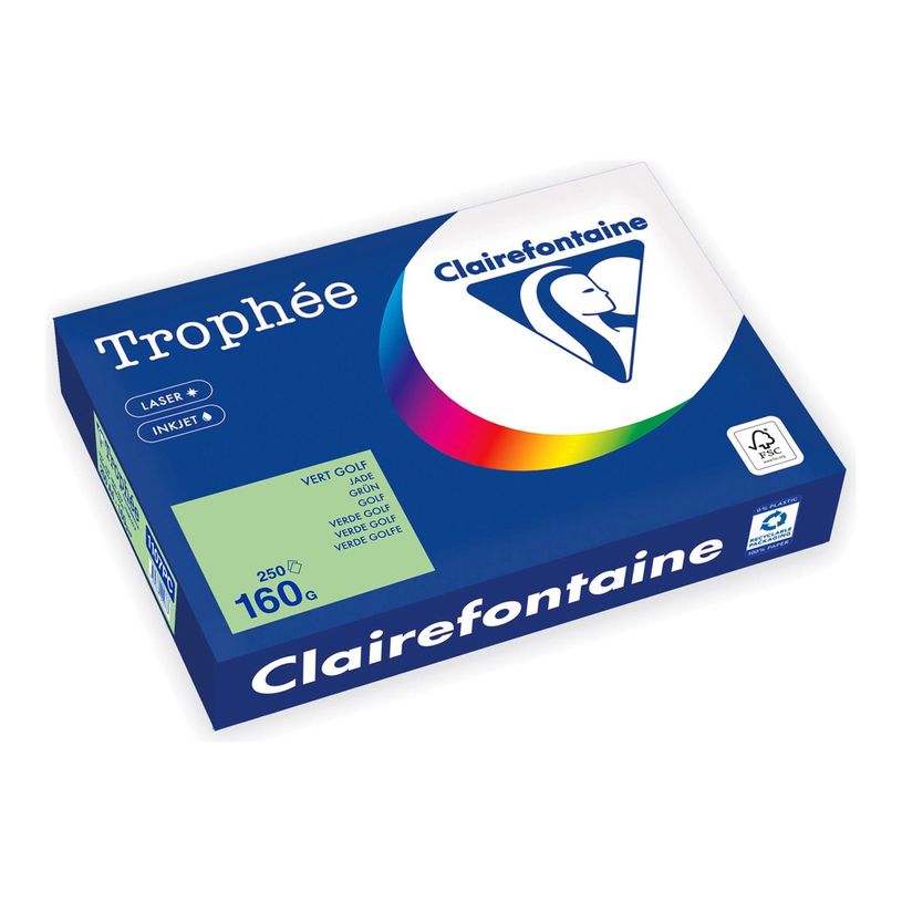 3329680002737-Clairefontaine Trophée - Papier - vert jade - A4 (210 x 297 mm) - 160 g/m² - Ramette de -P_405221724_1-0