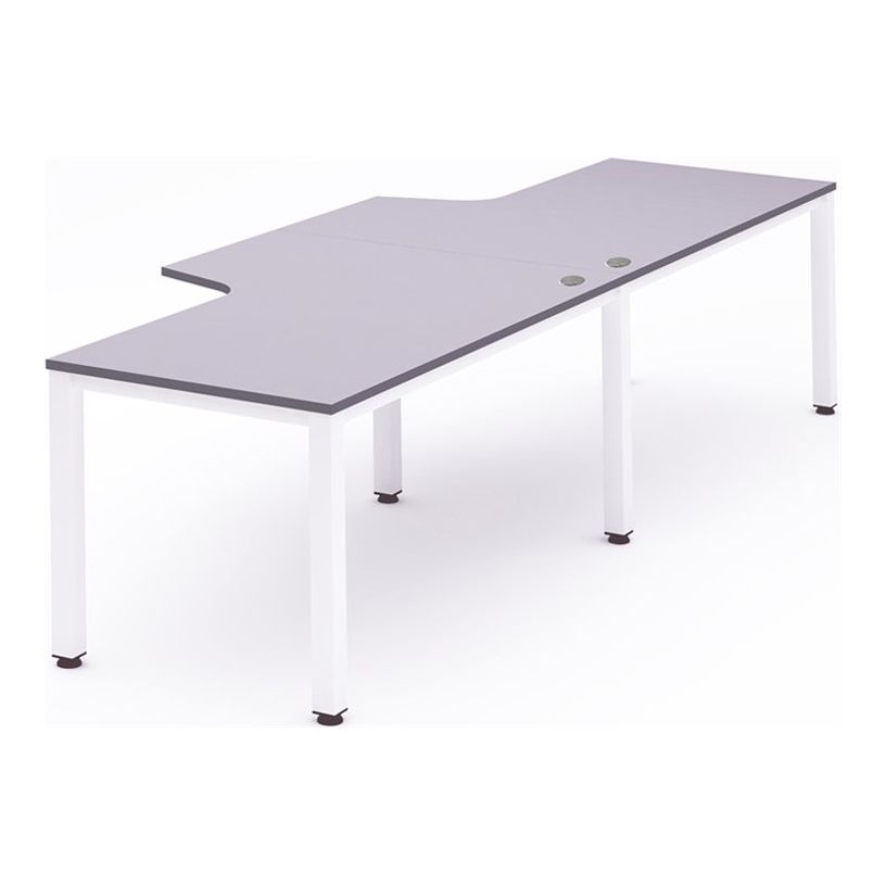 8427951221223-Rocada Executive - bureau double - L360 cm - plateau gris - pied blanc-P_405224894_1-0