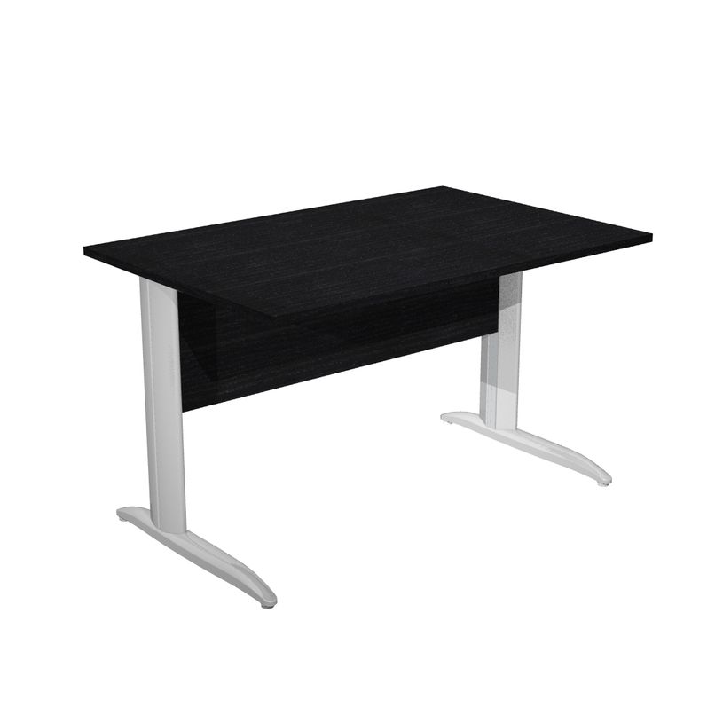 0404052255591-Bureau droit Trend - L140 - Pieds métals - plateau imitation frêne noir - pied effet chr-P_405225559_1-0