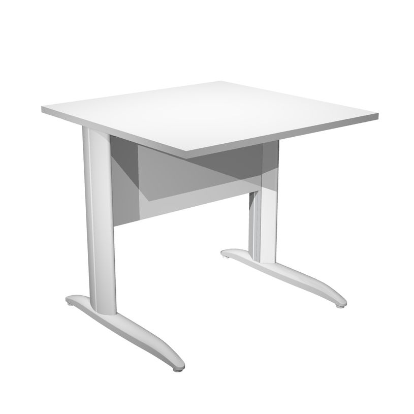 0404052256079-Bureau droit Trend - L80 - Pieds métals - plateau blanc - pied blanc-P_405225607_1-0