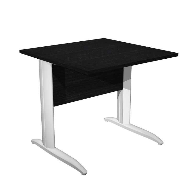 0404052256192-Bureau droit Trend - L80 - Pieds métals - plateau imitation frêne noir - pied blanc-P_405225619_1-0