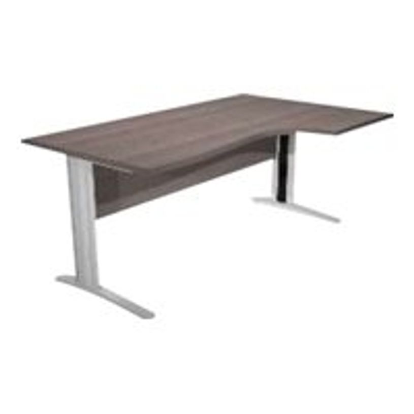0404052256482-Bureau compact Trend - L160 cm - retour à droite - Pieds métals effet chromé - plateau imitation frêne toscan - (pieds de renfort obligat-P_405225648_1-0