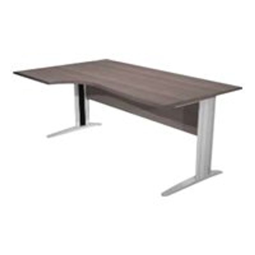 0404052257175-Bureau compact Trend - L160 cm - retour à gauche - Pieds métals anthracite - plateau imitation chêne - (pieds de renfort obligat-P_405225717_1-0