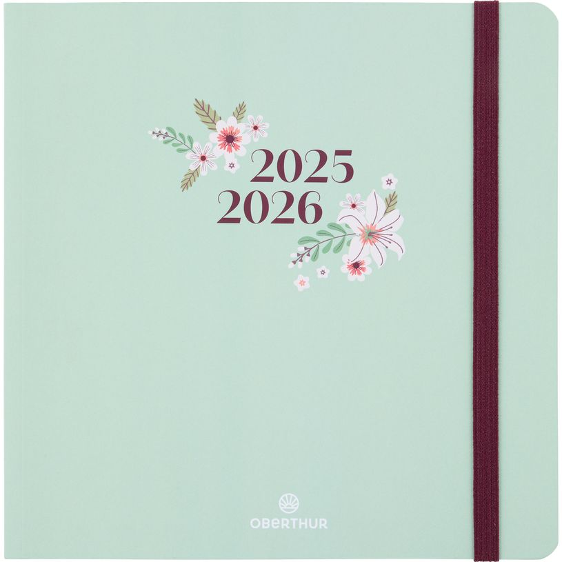 3664447196251-Agenda à élastique Tivoli - 1 semaine sur 2 pages - 16,5 x 16,5 cm - vert pastel - Obert-P_405229869_1-0