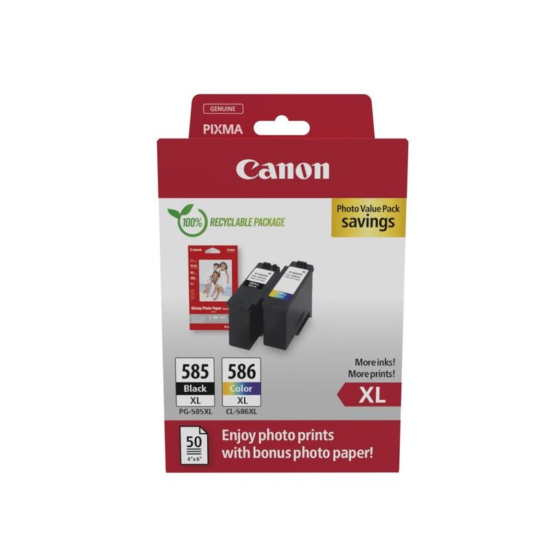 8714574683072-Canon PG-585XL/CL-586XL Photo Value Pack - Pack de 2 - à rendement élevé - noir, couleur (cyan, magenta, jaune) - boîte de suspension - jeu-P_405230273_1-0