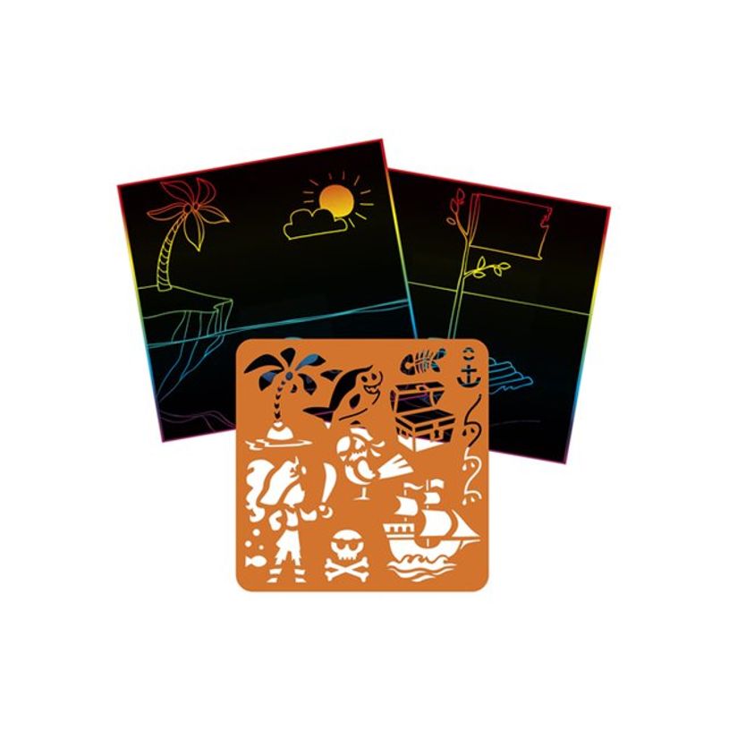 3609510521479-Avenue Mandarine Graffy Scratch - Jeu de cartes à gratter et de pochoirs - 400 g - 24 feu-P_405230581_3-1