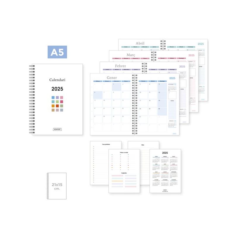 8412885241829-Senfort - Calendrier - 2025 - mois à consulter/2 mois à paginer - 210 x 150 mm - daté-P_405233656_1-0