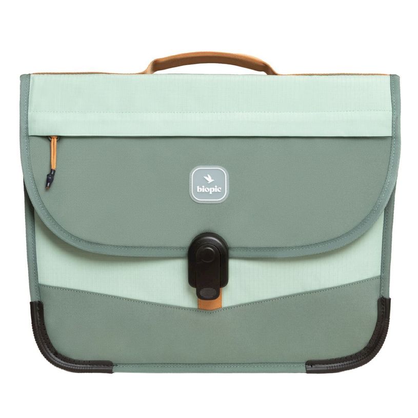 0404052342130-Cartable scolaire Léo - 38 cm - 2 compartiments - kaki - Biopic--0