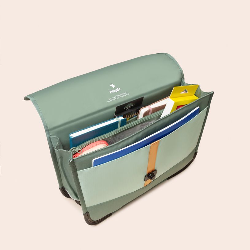 0404052342130-Cartable scolaire Léo - 38 cm - 2 compartiments - kaki - Biopic-P_405234213_7-6