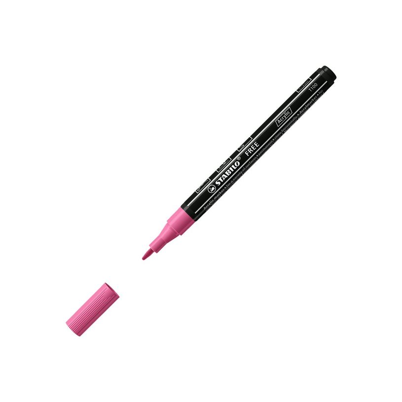 4006381615143-STABILO Free T300 Candy - 5 Marqueurs - permanent - rose poudré, rose, bleu clair, bleu cobalt, blanc - opaque - encre acrylique -P_405234765_2-1
