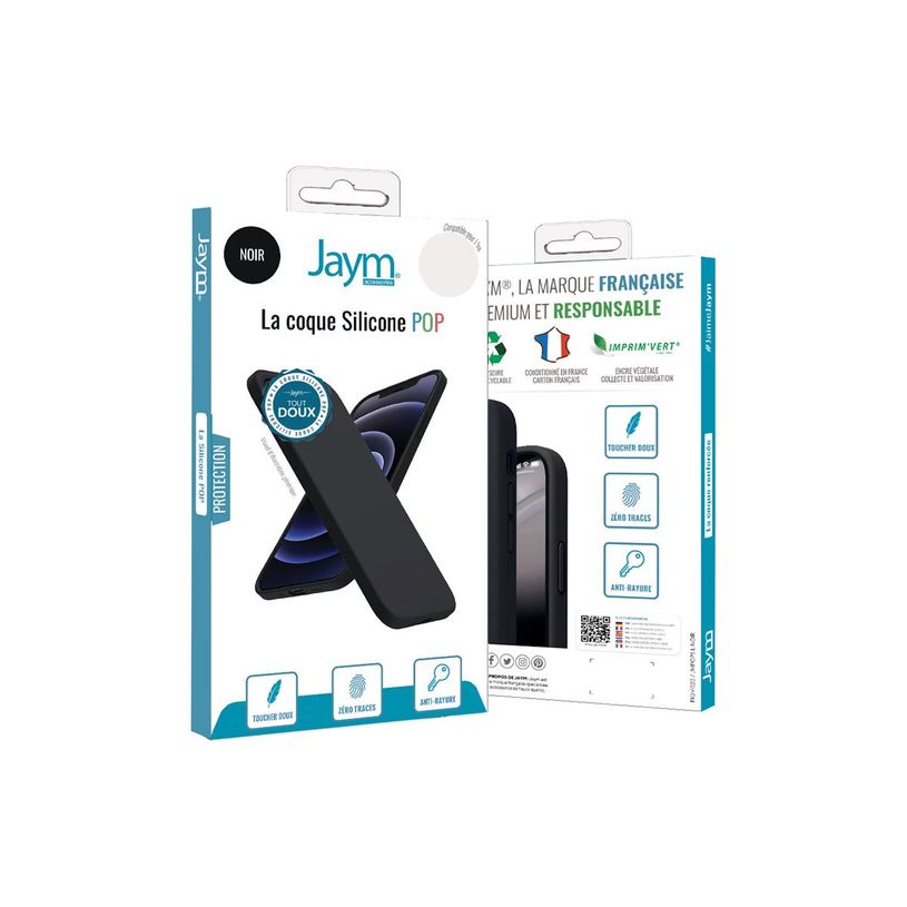 3701263528788-JAYM POP - Coque de protection pour téléphone portable - silicone liquide - noir-P_405235427_1-3