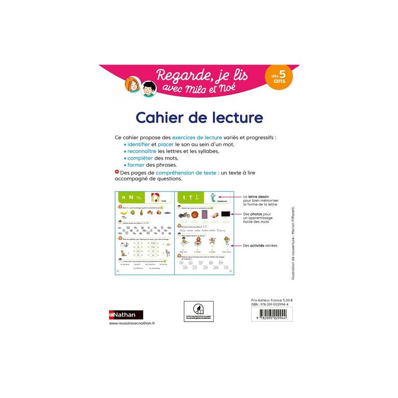 9782095029944-Cahier de Lecture - Regarde, je lis avec Mila et Noé - par Battut Eric, Gribouille Mary --P_405235517_2-1