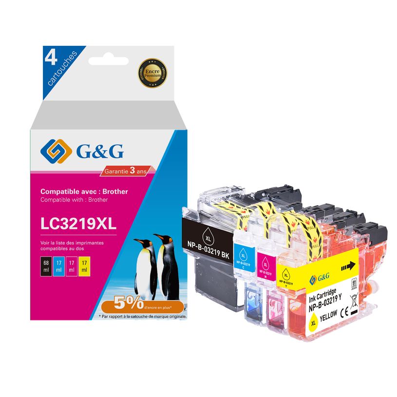 6941881289365-Cartouche compatible Brother LC3219XL - Pack de 4 - noir, cyan, magenta, jaune - G&G-P_405242942_1-0