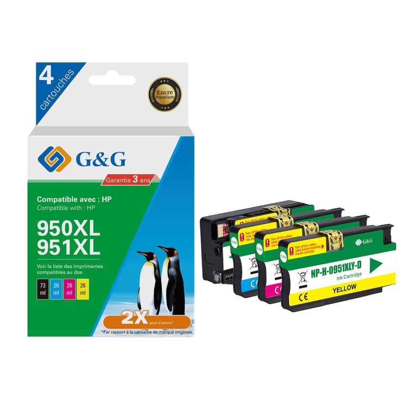 6937173407388-Cartouche compatible HP 950XL/951XL - Pack de 4 - noir, cyan, magenta, jaune - G&G-P_405242966_1-0