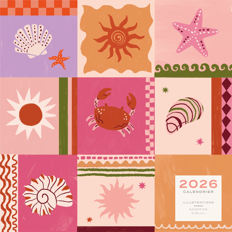 3700368835531-Calendrier 2026 BLUE ART EDITIONS "Coquillage & crustacés Sandrine Djellil 30 X 30 cm--0