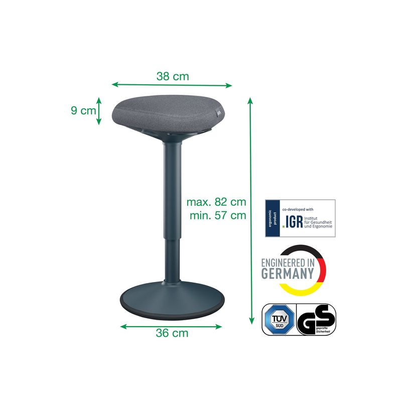 4002432138432-Leitz Ergo Active - Tabouret de bureau sur pied - ergonomique - triangulaire - pivotant - tissu -P_405245715_1-7