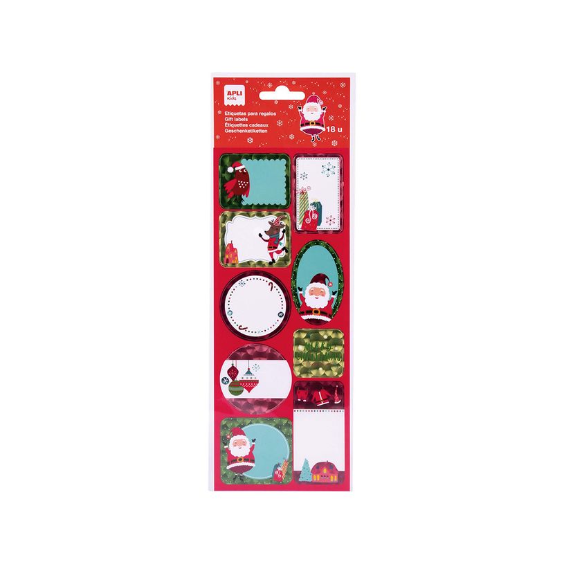 8410782185543-Apli kids - 16 étiquettes cadeau - 100 x 305 mm - Noël/pink x'mas-P_667425_1-0