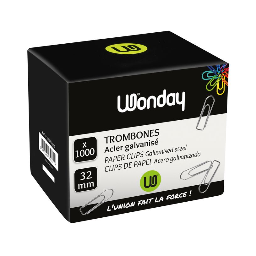 3457707413249-Wonday - 1000 Trombones galvanisés - 32 mm - acier-P_741324_1-0