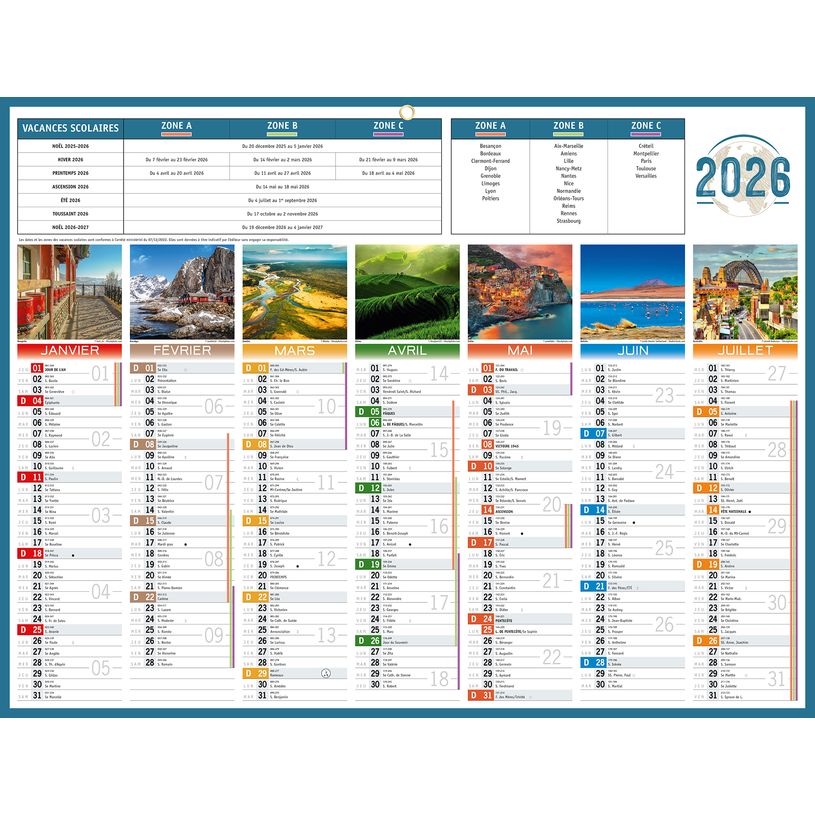 3592930026849-Calendrier bancaire illustré année civile BOUCHUT "Planète Medium" 32 x 42 cm Pefc 70 %--0