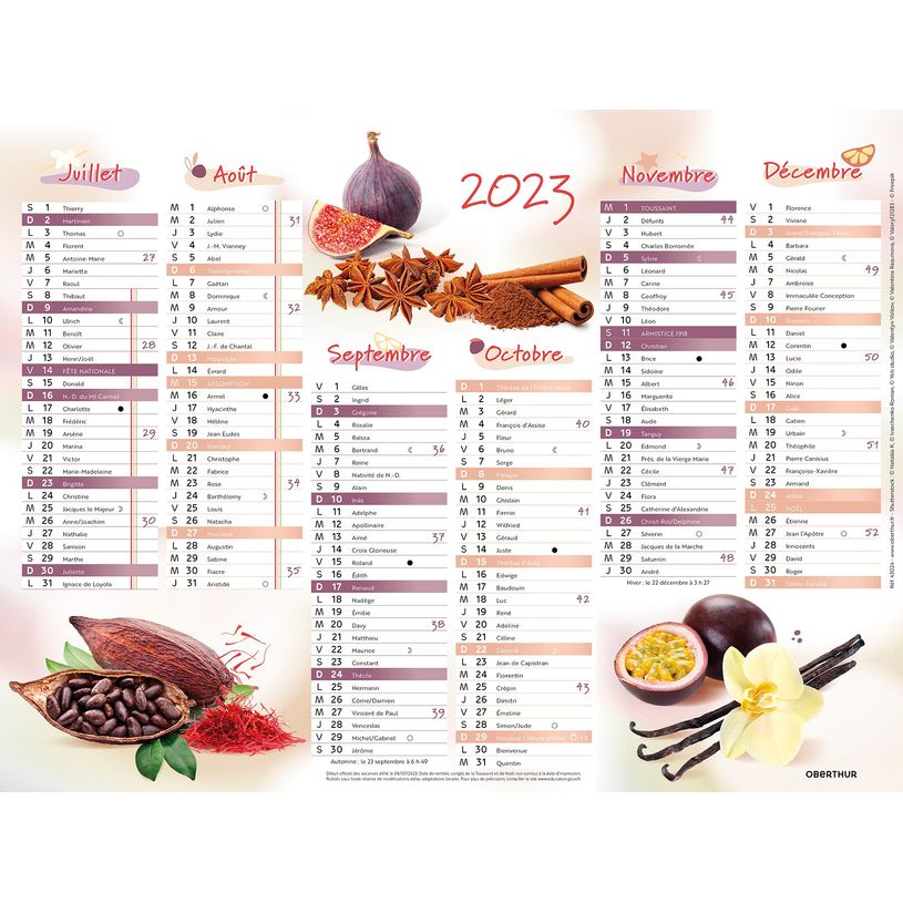 3664447125572-Oberthur Cuisine et Saveurs - Calendrier 6 mois par face - 40,5 x 52 cm-P_79148031_2-1