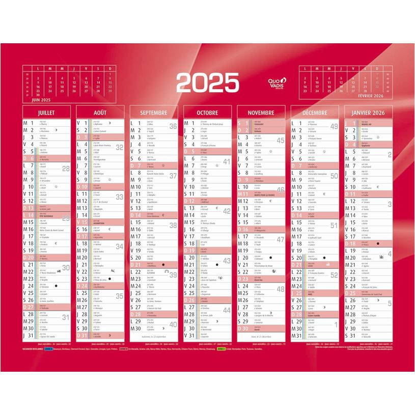 3371010307067-Quo Vadis - Calendrier bancaire 7 mois par face - 33,5 x 43 cm - rouge-P_79349431_1-0