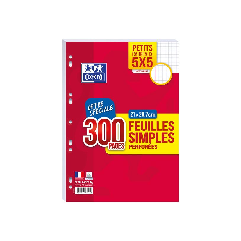 3020127878242-Oxford - feuilles simples A4 - 300 pages - petits carreaux (5x5 mm) - perforées-P_79350375_1-0