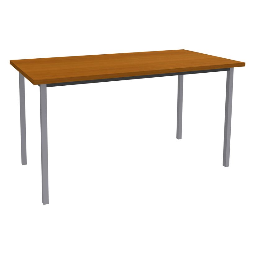 3253310129764-Table de réunion Rectangulaire - 120 x 60 cm - Pieds aluminium - imitation merisier-P_79355297_1-0