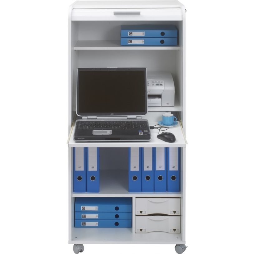 3253311400022-Armoire à rideaux ORGA - 2 tiroirs - H140 cm - Blanc-P_79355312_4-2