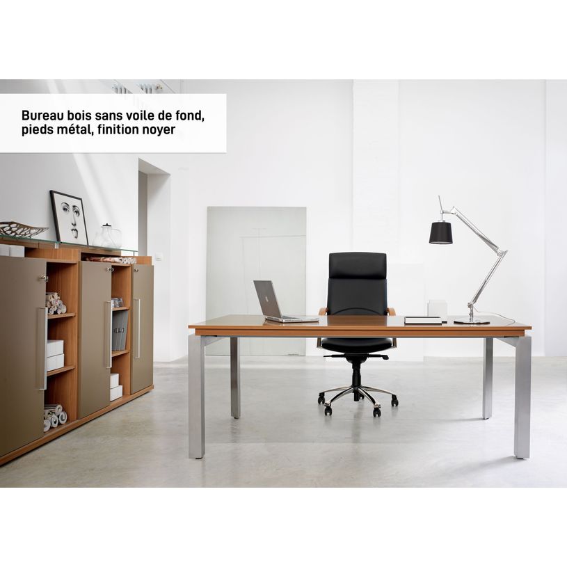 3483600174598-Bureau bois SLIVER - 190 cm - Pieds métal - Noyer et bronze-P_79356218_1-0