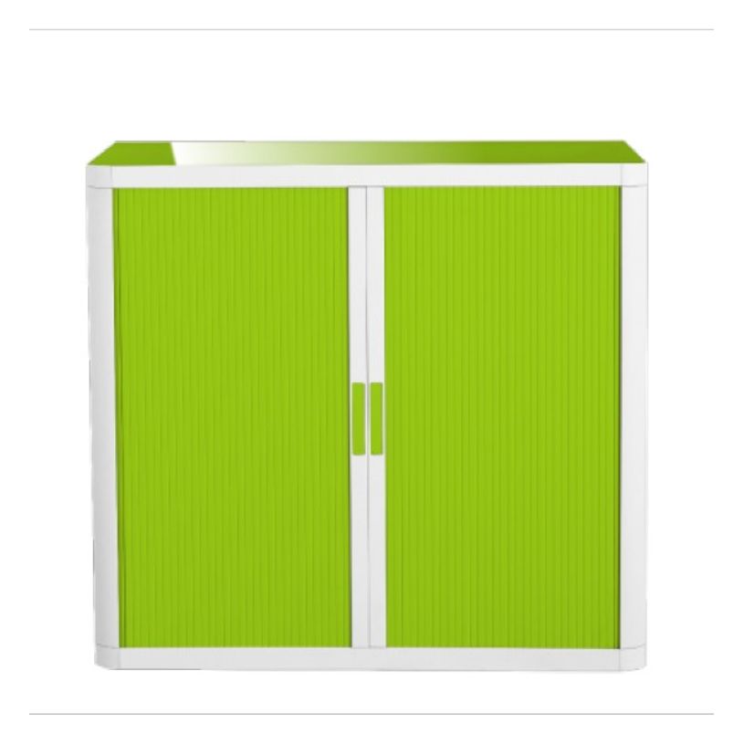 3660141929065-Armoire basse à rideaux EASY OFFICE - 110 x 104 x 41,5 cm - Corps blanc - Rideaux et poign-P_79362552_1-0
