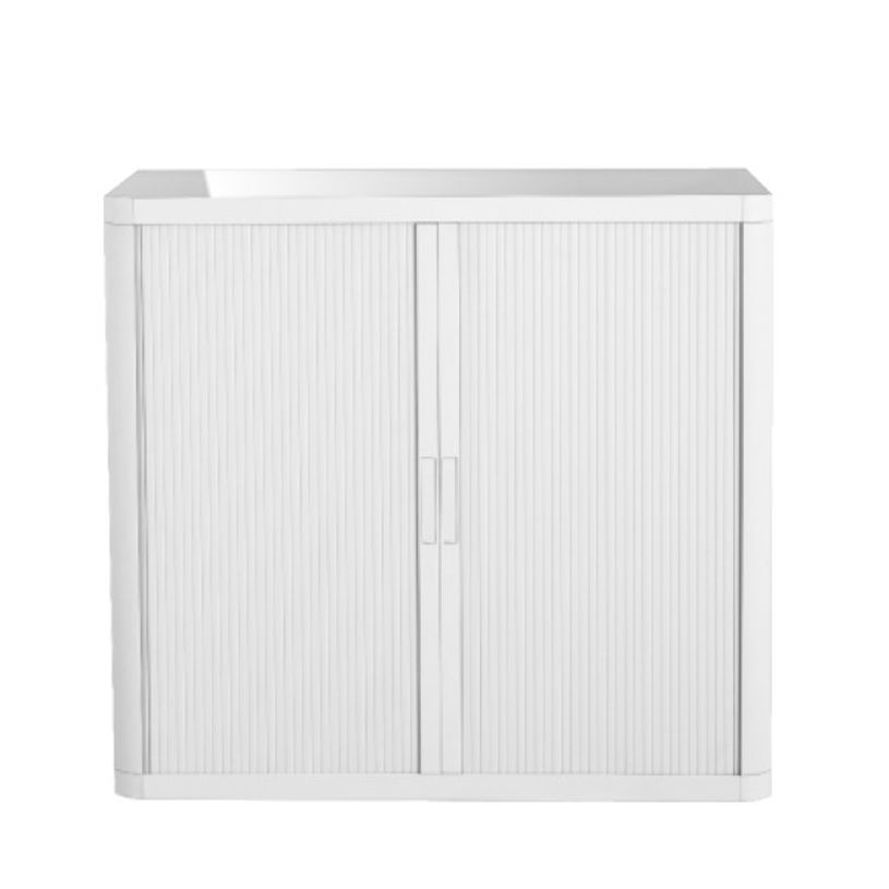 3660141929126-Armoire basse à rideaux EASY OFFICE - 110 x 104 x 41,5 cm - Corps, rideaux et poignée bla-P_79362555_1-0