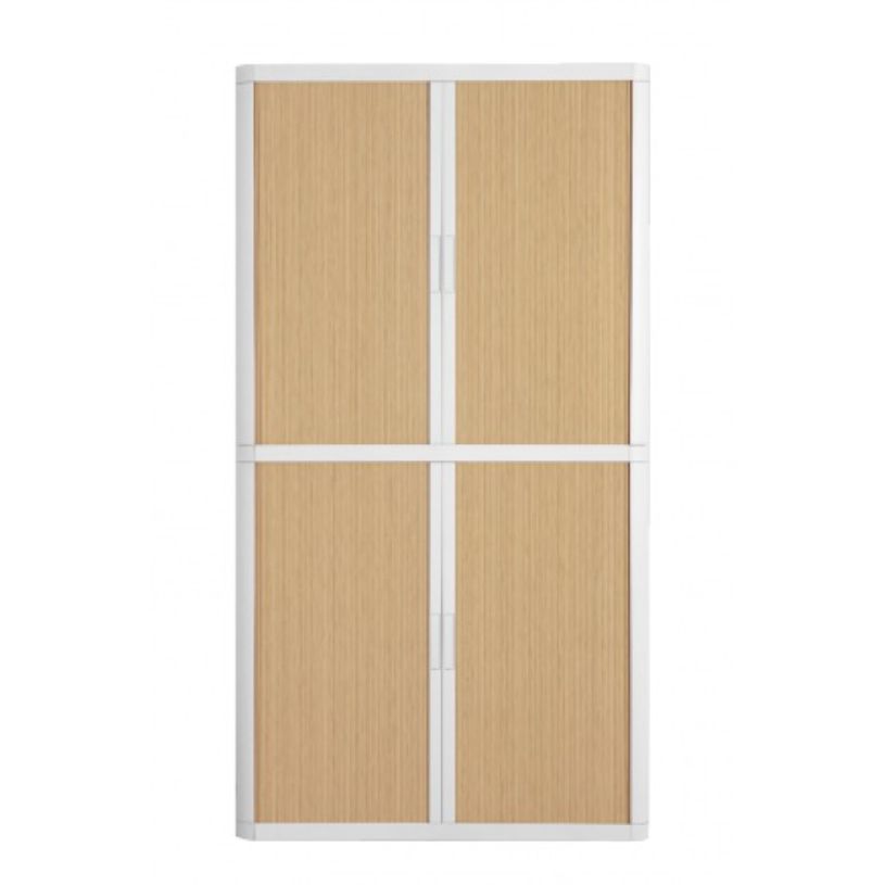 3660141930429-Armoire haute à rideaux EASY OFFICE - 110 x 204 x 41,5 cm - Corps et poignée blanc - Ride-P_79362599_1-0