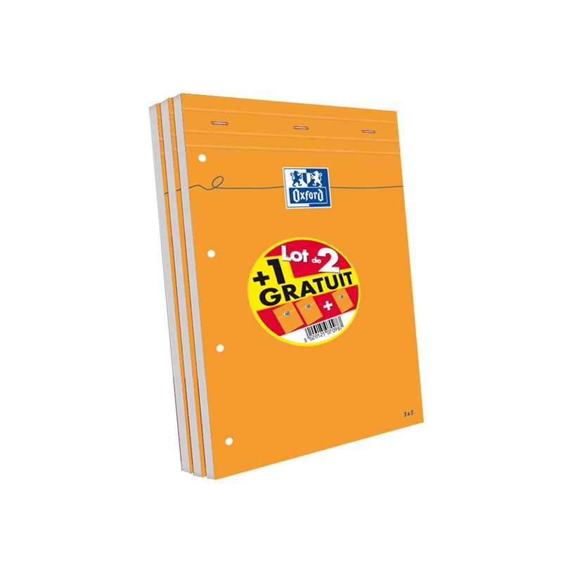 3020121070987-Oxford - Pack de 3 Blocs notes - A4 + - 160 pages - petits carreaux - perforés-P_79363556_1-0