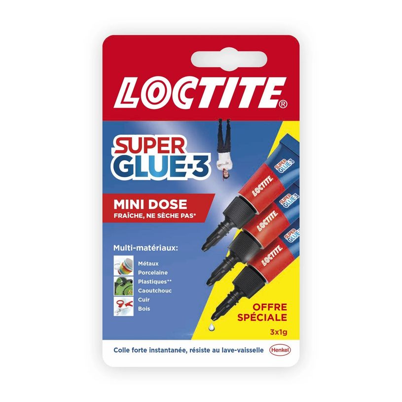 3178041035217-Loctite Super Glue 3 Liquid - 3 Mini tubes de colle à prise rapide - Transparent - 1 gr-P_79368075_1-0