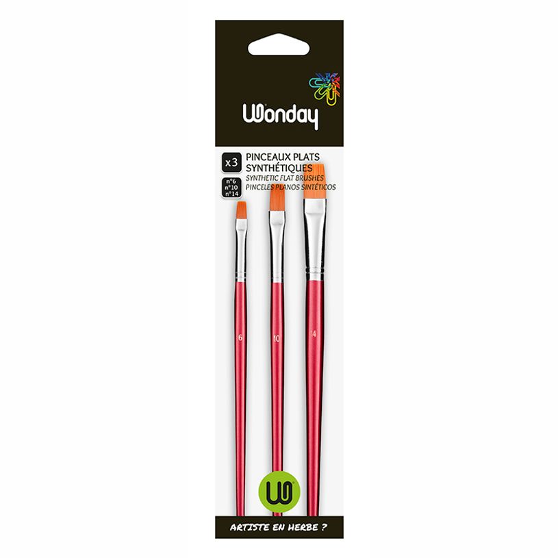 3457706801955-Wonday - Pack de 3 pinceaux plats - N° 6, 10, 14-P_79376735_1-0