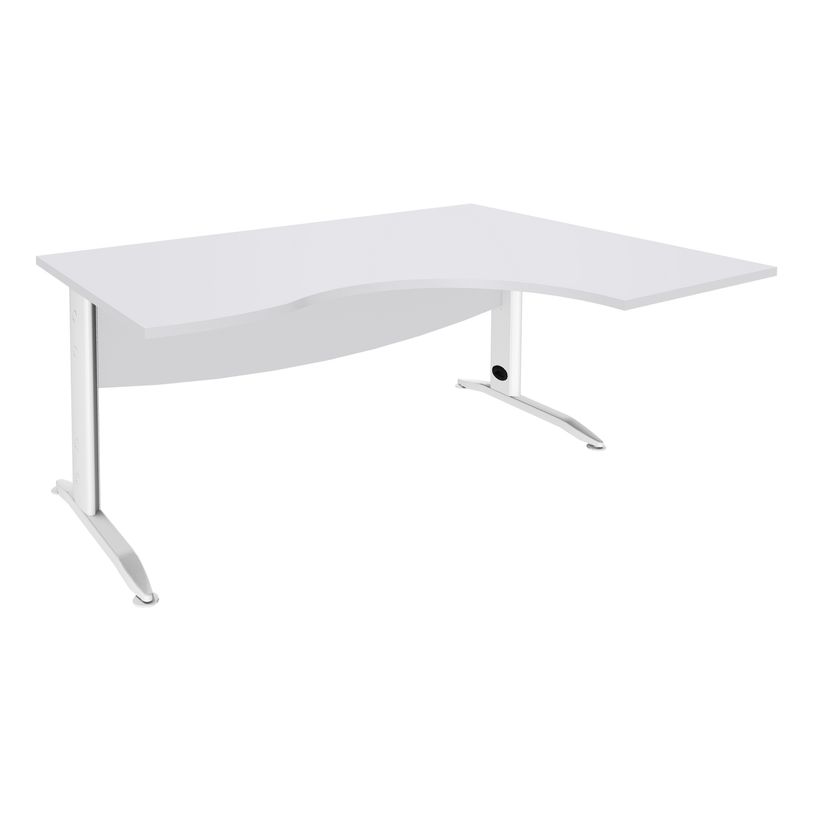 2012348122281-Bureau compact à droite IDRA - L160 cm - Pieds blanc - plateau Blanc perle (Pieds de renfort obligato-P_79376950_1-0