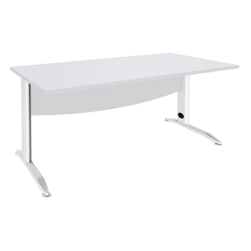2012348122625-Bureau droit IDRA - L180 cm - Pieds blanc - plateau Blanc perle-P_79376984_1-0