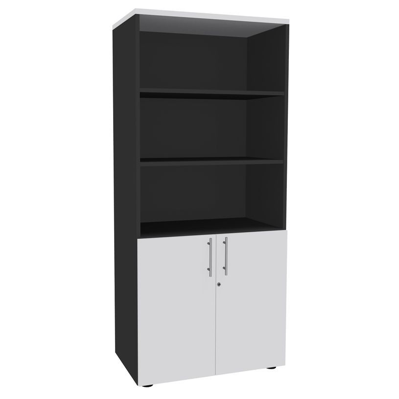 2012348123707-Bibliothèque IDRA/DUAL  avec 2 portes basses - L80 x H180 x P47 - Corps anthracite - Porte-P_79377092_1-0