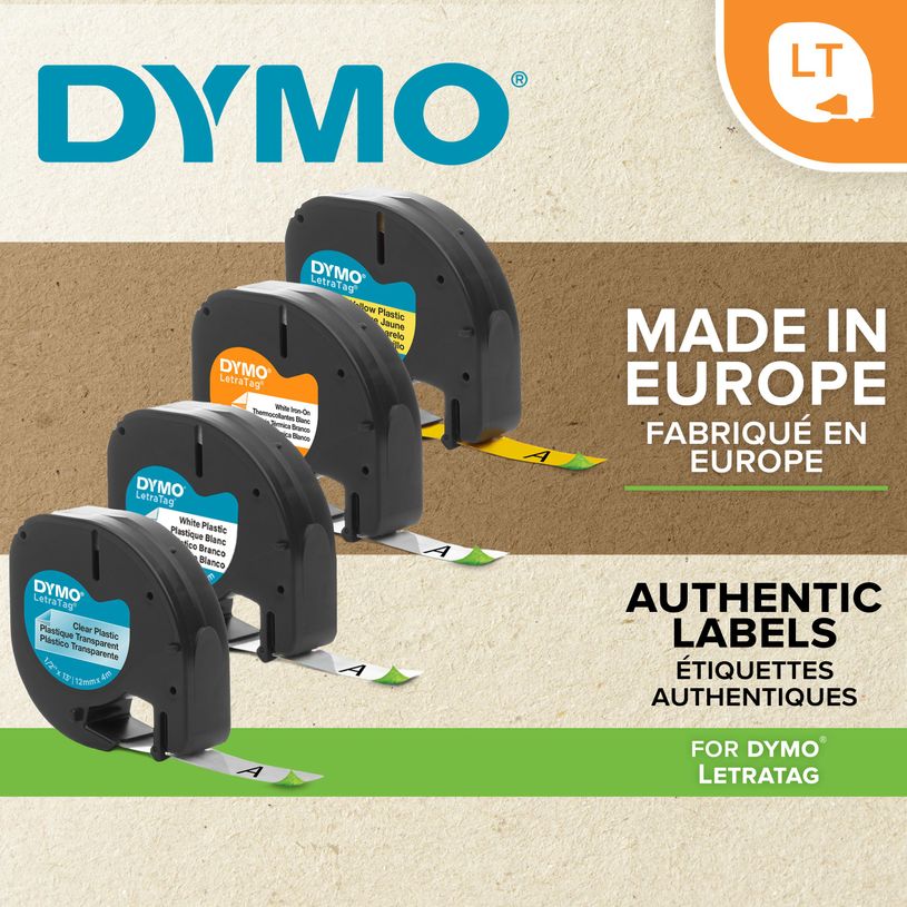 5411313122672-Dymo LetraTAG - Ruban d'étiquettes plastique auto-adhésives - 1 rouleau (12 mm x 4 m) - fon-P_79388326_6-2