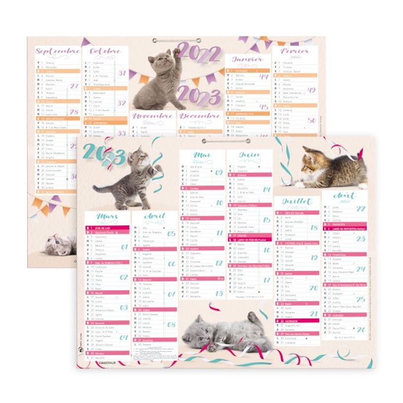 3108720520703-Calendrier Chatons 6 mois par face - 52 x 40,5 cm - Oberthur-P_79395023_1-0