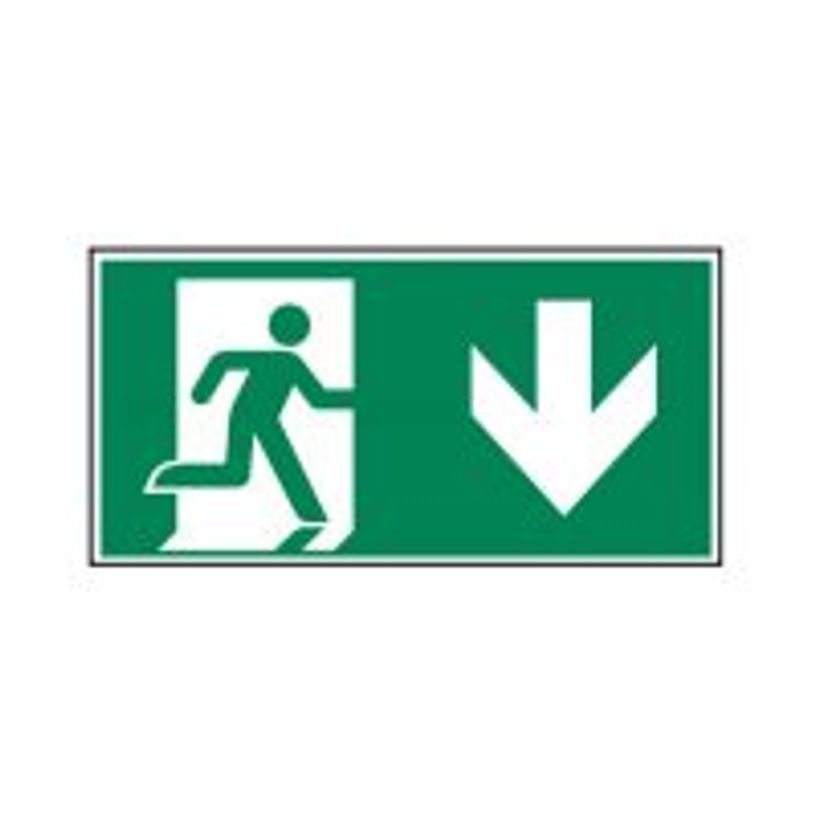 8711234128577-Pickup - Panneau de signalisation - 300 x 150 mm - Flèche vers le bas de sortie de secours-P_79396281_1-0