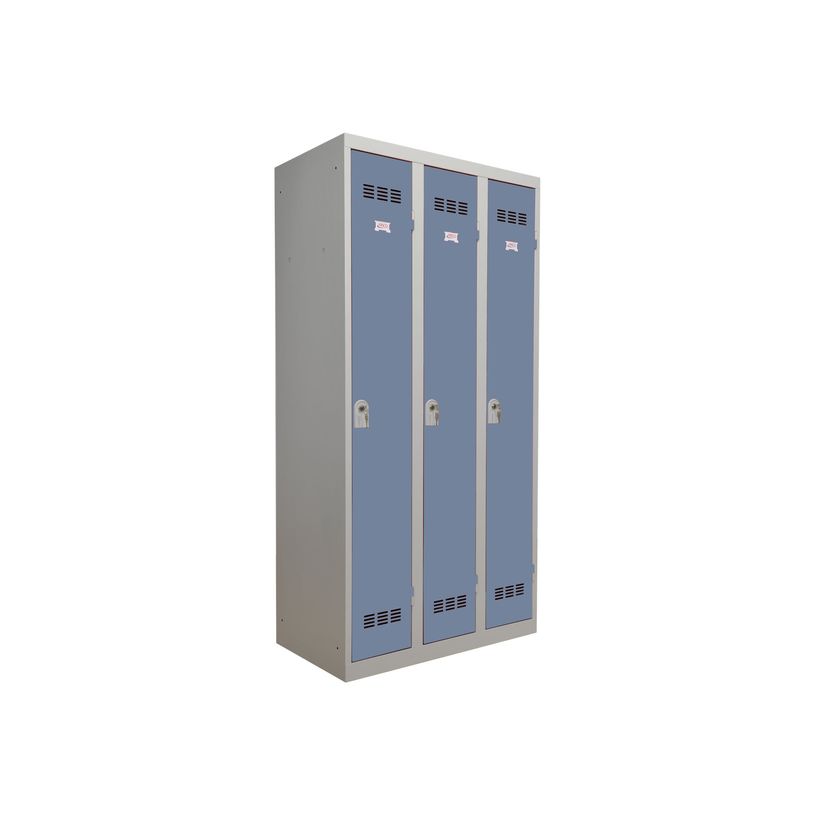 3219093104411-Vestiaire Industrie Propre - 3 portes - 180 x 90 x 50 cm - gris/beu-P_79401171_1-0