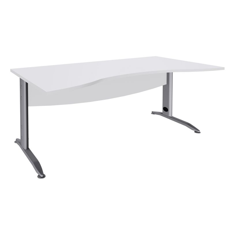 3253310150515-Bureau double vague symétrique IDRA - L180 cm - Pieds aluminium - plateau Blanc perle-P_79408680_1-0