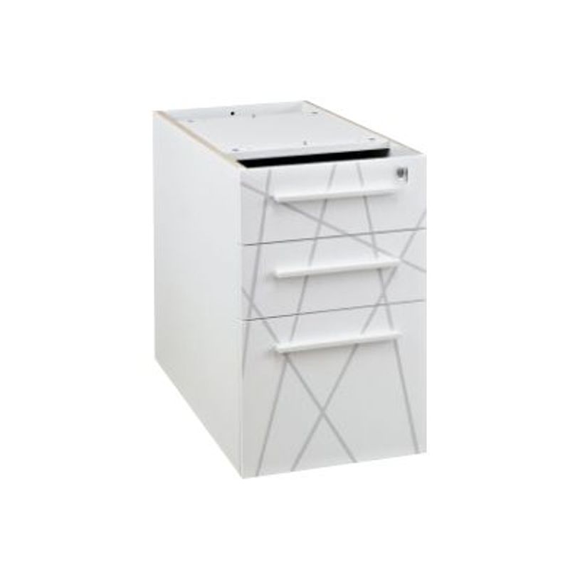 0400794088596-Caisson bout de bureau SUNDAY blanc + top L95 cm gris - P 60 cm - 3 tiroirs-P_79408859_1-0