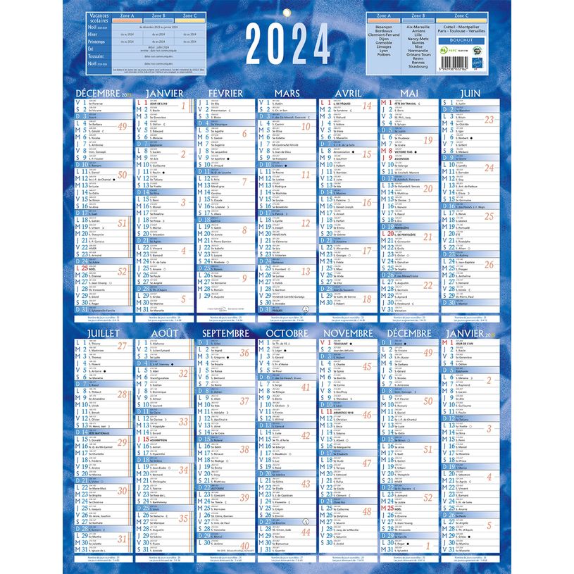 3592930026504-Bouchut 229 - Calendrier bancaire recto 14 mois - 55 x 43 cm - bleu-P_79409611_1-0