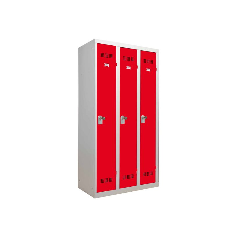 3219093104428-Vestiaire Industrie Propre - 3 portes - 180 x 90 x 50 cm - gris/rouge-P_79411761_1-0