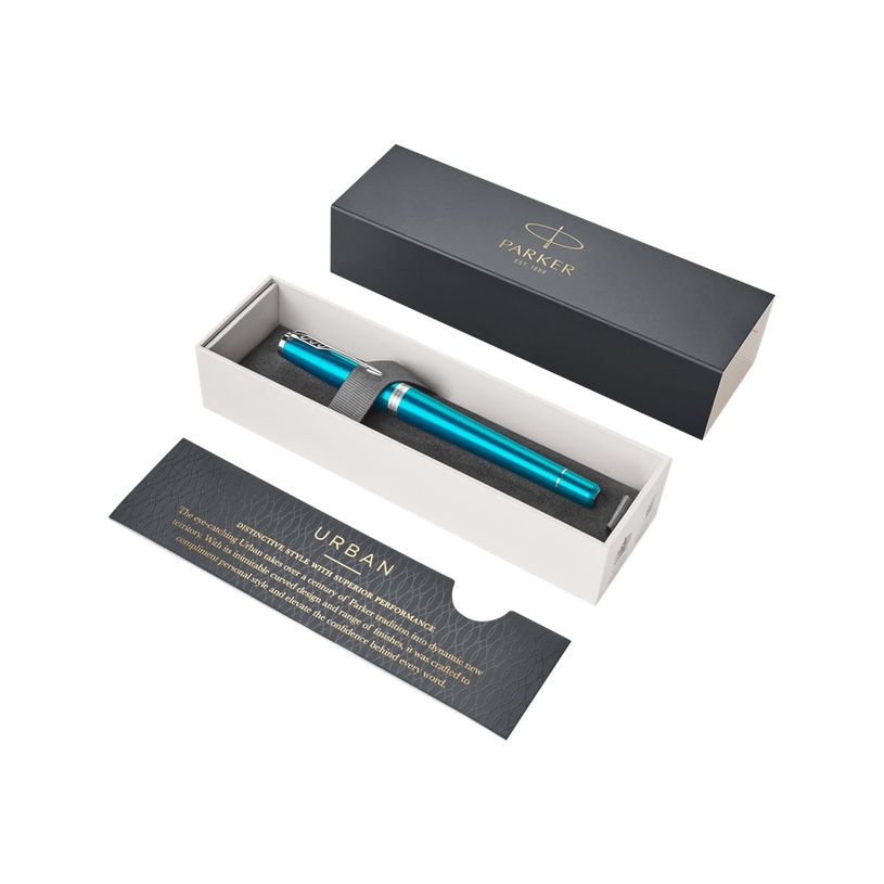 3501179315850-Parker Urban - Roller - encre noire - fin - corps bleu vibrant/argent-P_79413623_1-4