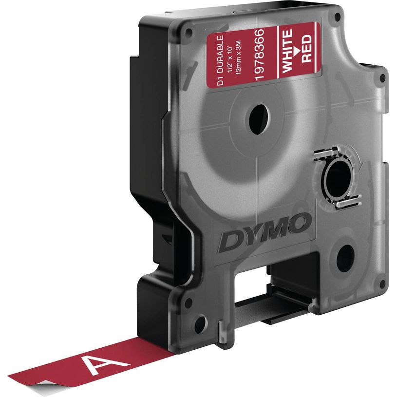 3501179783666-DYMO D1 - Ruban d'étiquettes auto-adhésives - 1 rouleau (12 mm x 3 m) - fond rouge écrit-P_79417459_2-1